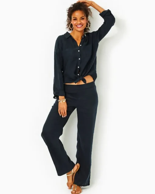 Shop 31" Deri Linen Palazzo Pant Women Bottoms