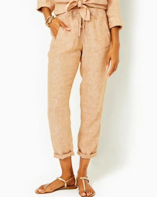 Cheap 31" Taron Mid-Rise Linen Pant Women Bottoms