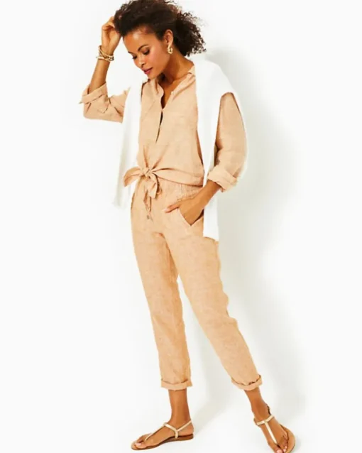 Cheap 31" Taron Mid-Rise Linen Pant Women Bottoms