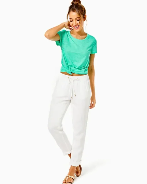 Cheap 31" Taron Mid-Rise Linen Pant Women Bottoms