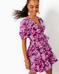 Best Sale Alexandria Elbow Sleeve Cotton Wrap Dress Women Dresses