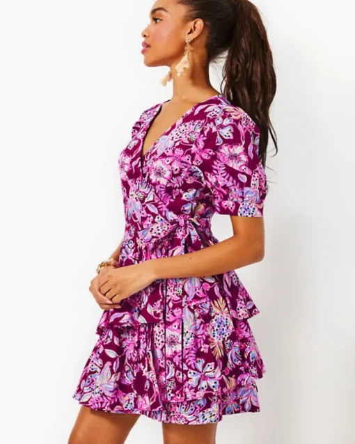 Best Sale Alexandria Elbow Sleeve Cotton Wrap Dress Women Dresses