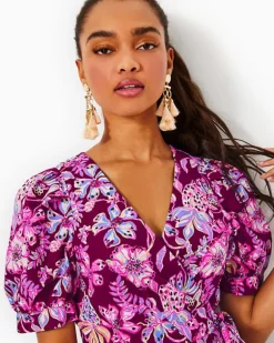 Best Sale Alexandria Elbow Sleeve Cotton Wrap Dress Women Dresses