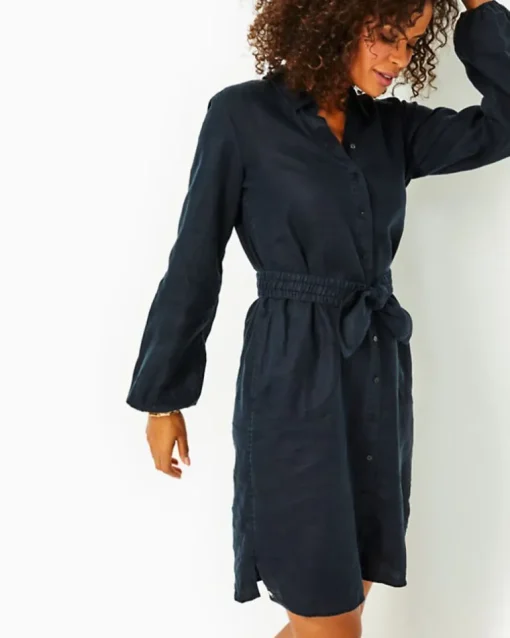Best Bethanne Knee Length Linen Dress Women Dresses