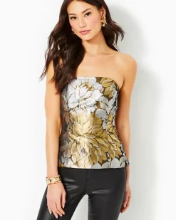 Cheap Camilo Strapless Floral Jacquard Top Women Tops