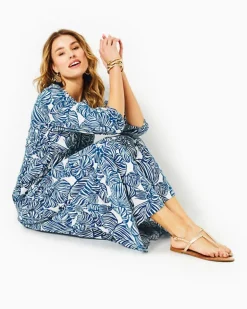 Flash Sale Deacon 3/4 Sleeve V-Neck Cotton Maxi Dress Women Dresses