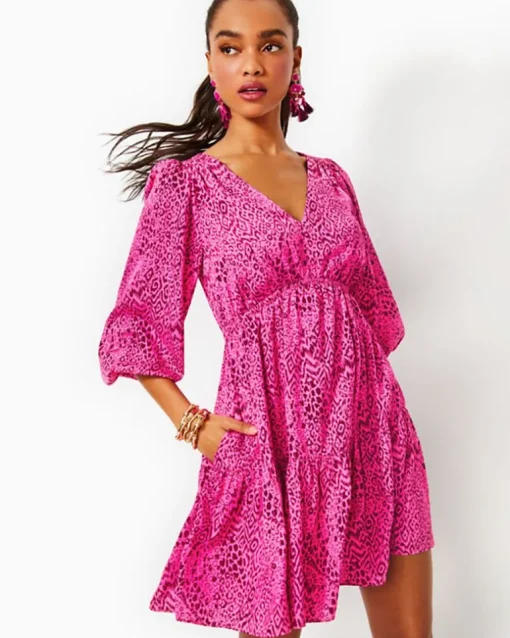 Fashion Deacon 3/4 Sleeve V-Neck Dress Women Dresses