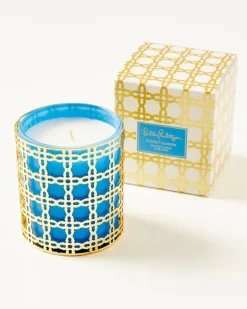 Hot Glass Candle With Gold Caning Women Home Decor