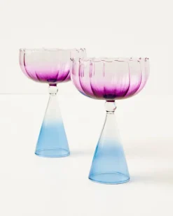 Discount Handblown Glass Two Tone Coupe Women Tabletop