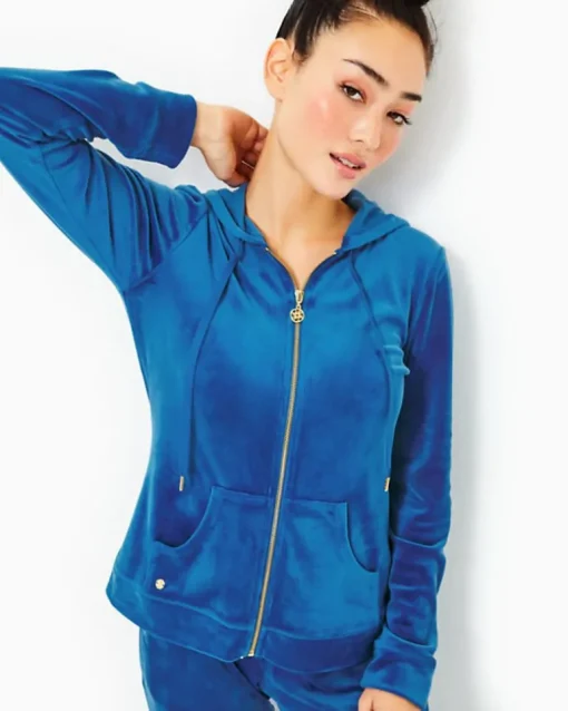 Discount Larina Velour Zip-Up Hoodie Women Loungewear