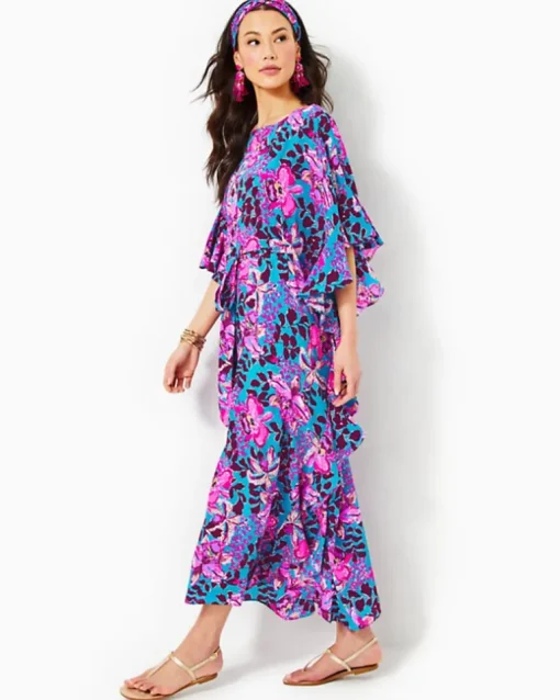 Discount Monnae Silk Maxi Caftan Women Dresses