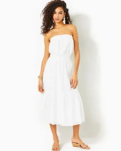 Online Nikole Strapless Eyelet Midi Dress Women Dresses