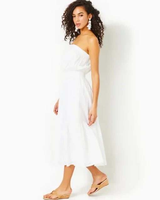 Online Nikole Strapless Eyelet Midi Dress Women Dresses