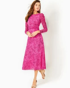 Outlet Preslie Long Sleeve Mesh Midi Dress Women Dresses