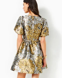 Shop Priyanka Short Sleeve Floral Jacquard Dress Women Dresses