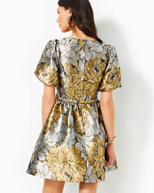 Shop Priyanka Short Sleeve Floral Jacquard Dress Women Dresses