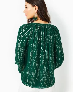Clearance Saige Long Sleeve Silk Top Women Tops