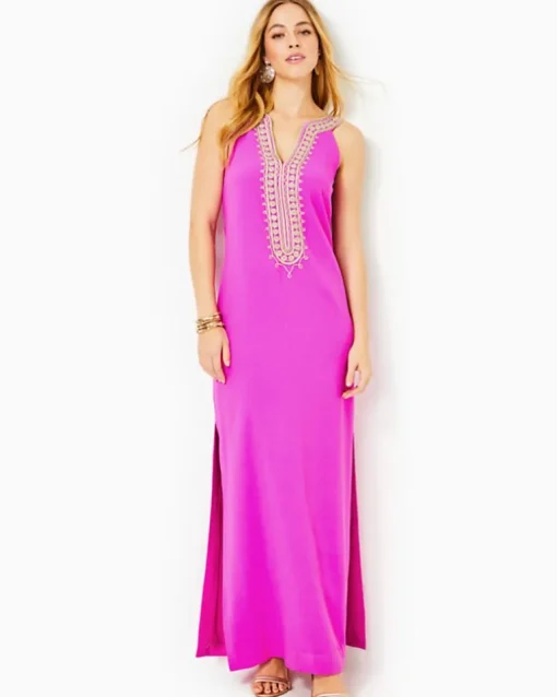 Cheap Sandrah Embroidered Maxi Shift Dress Women Dresses