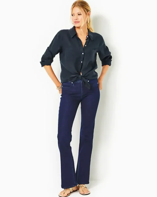 Best Sea View Linen Button Down Top Women Tops