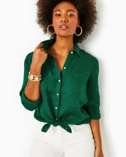 Store Sea View Linen Button Down Top Women Tops