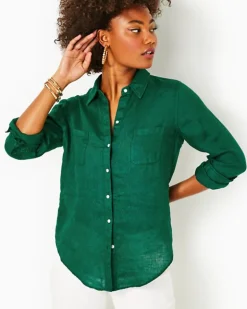 Store Sea View Linen Button Down Top Women Tops