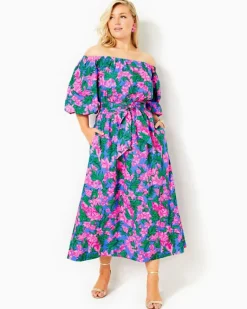 Best Sale Shawnlee Elbow Sleeve Off-The-Shoulder Cotton Midi Dress Women Dresses