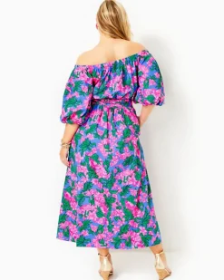 Best Sale Shawnlee Elbow Sleeve Off-The-Shoulder Cotton Midi Dress Women Dresses