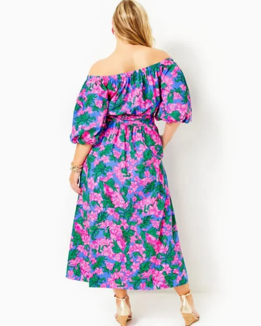 Best Sale Shawnlee Elbow Sleeve Off-The-Shoulder Cotton Midi Dress Women Dresses