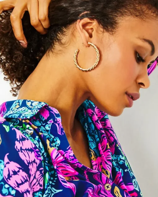 Online Tropical Twist Hoop Earrings Women Jewelry