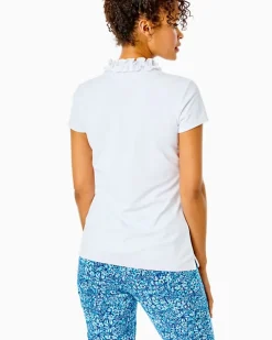 Fashion Upf 50+ Luxletic Frida Ruffle Polo Top Women Activewear