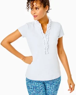 Fashion Upf 50+ Luxletic Frida Ruffle Polo Top Women Activewear
