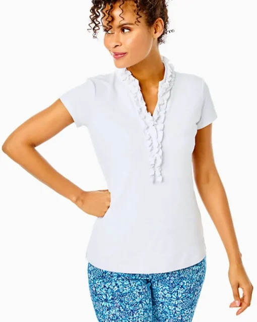Fashion Upf 50+ Luxletic Frida Ruffle Polo Top Women Activewear