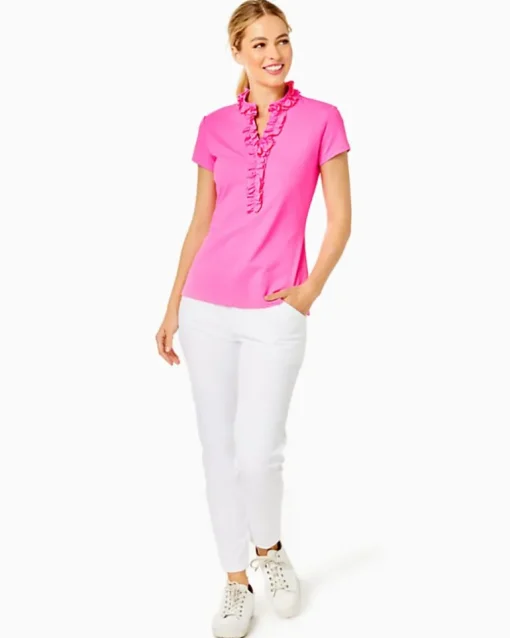 Cheap Upf 50+ Luxletic Frida Ruffle Polo Top Women Activewear