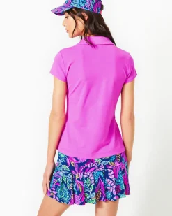 Shop Upf 50+ Luxletic Frida Scallop Polo Top Women Activewear