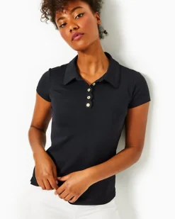 Outlet Upf 50+ Luxletic Frida Scallop Polo Top Women Activewear
