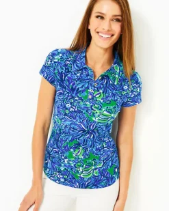 Sale Upf 50+ Luxletic Frida Scallop Polo Top Women Activewear