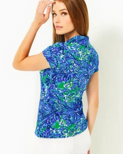Sale Upf 50+ Luxletic Frida Scallop Polo Top Women Activewear