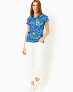 Sale Upf 50+ Luxletic Frida Scallop Polo Top Women Activewear