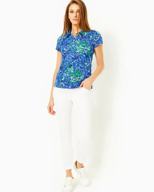 Sale Upf 50+ Luxletic Frida Scallop Polo Top Women Activewear
