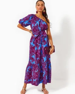 Flash Sale Zelalynn One-Shoulder Cotton Maxi Dress Women Dresses